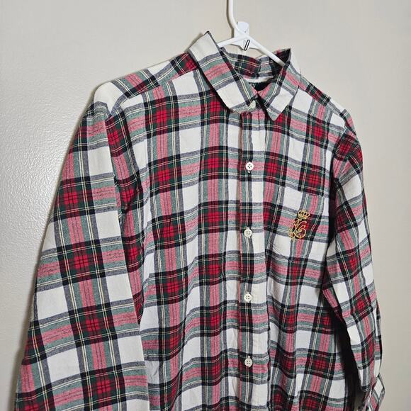 Lauren Ralph Lauren Plaid Pajama Shirt Sz Large - Picture 4 of 8